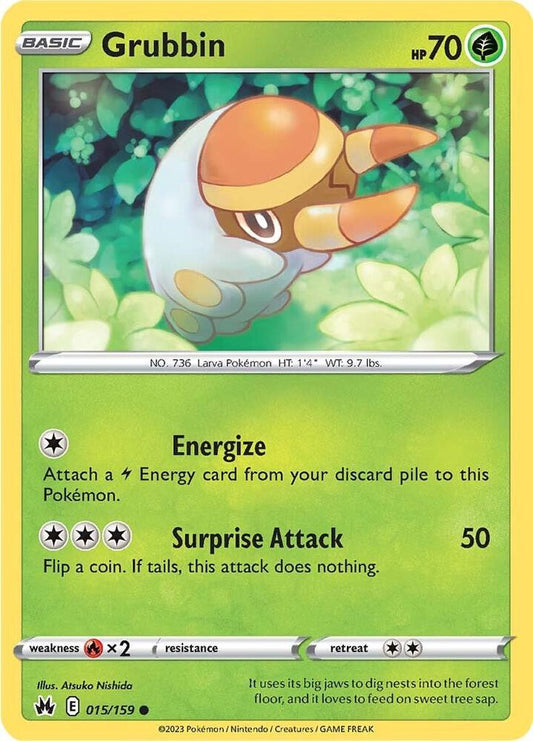 Grubbin 015/159 Common Crown Zenith Pokémon card