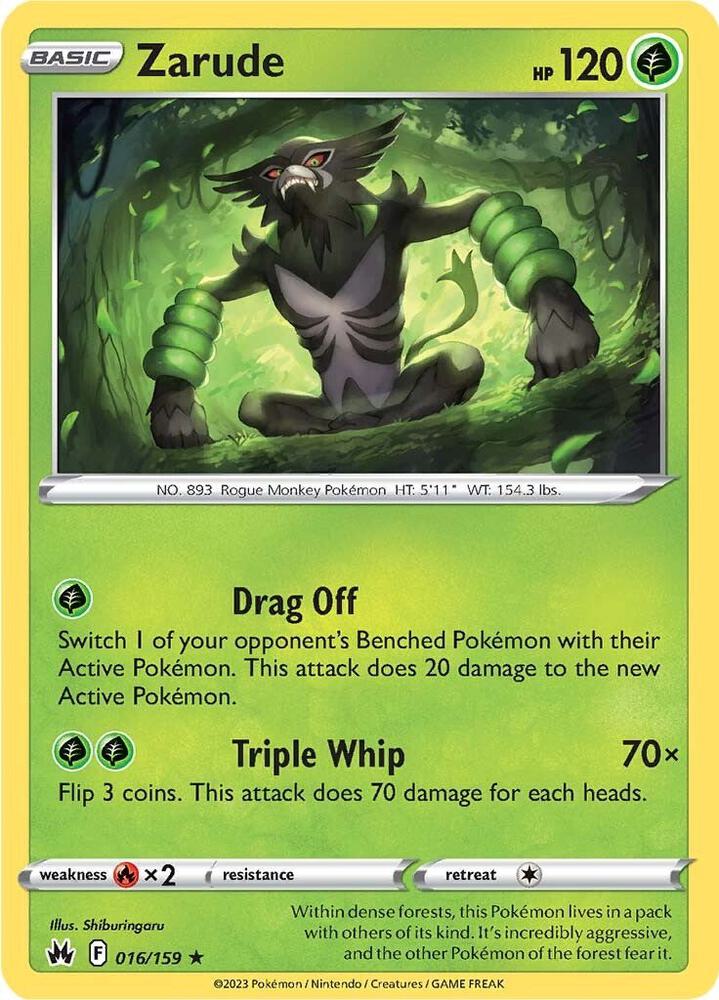 Zarude 016/159 Holo Rare Crown Zenith Pokémon card