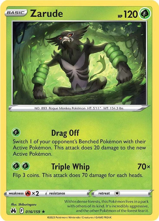 Zarude 016/159 Holo Rare Crown Zenith Pokémon card