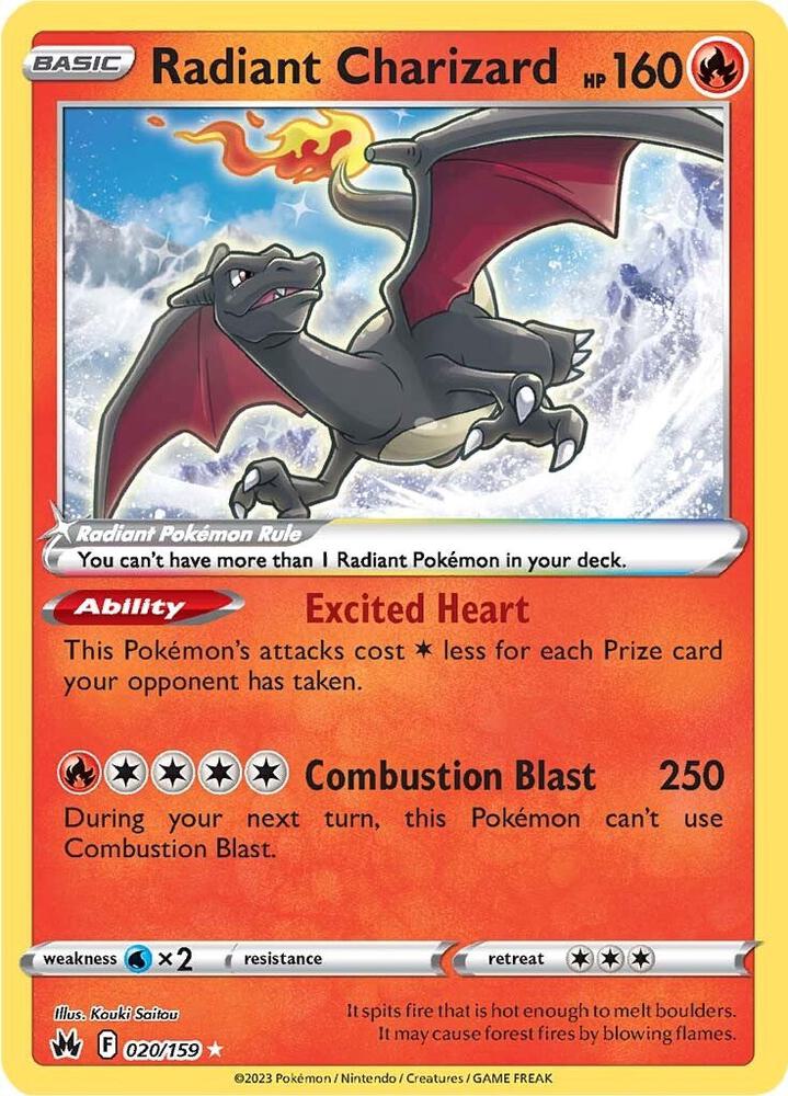 Radiant Charizard 020/159 Radiant Rare Crown Zenith Pokémon card