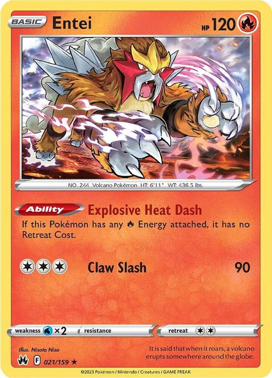 Entei 021/159 Holo Rare Crown Zenith Pokémon card