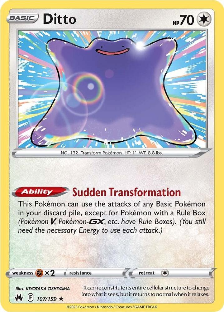 Ditto 107/159 Holo Rare Crown Zenith Pokémon card