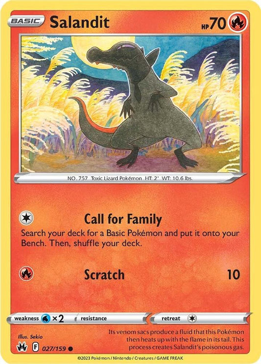 Salandit 027/159 Common Crown Zenith Pokémon card