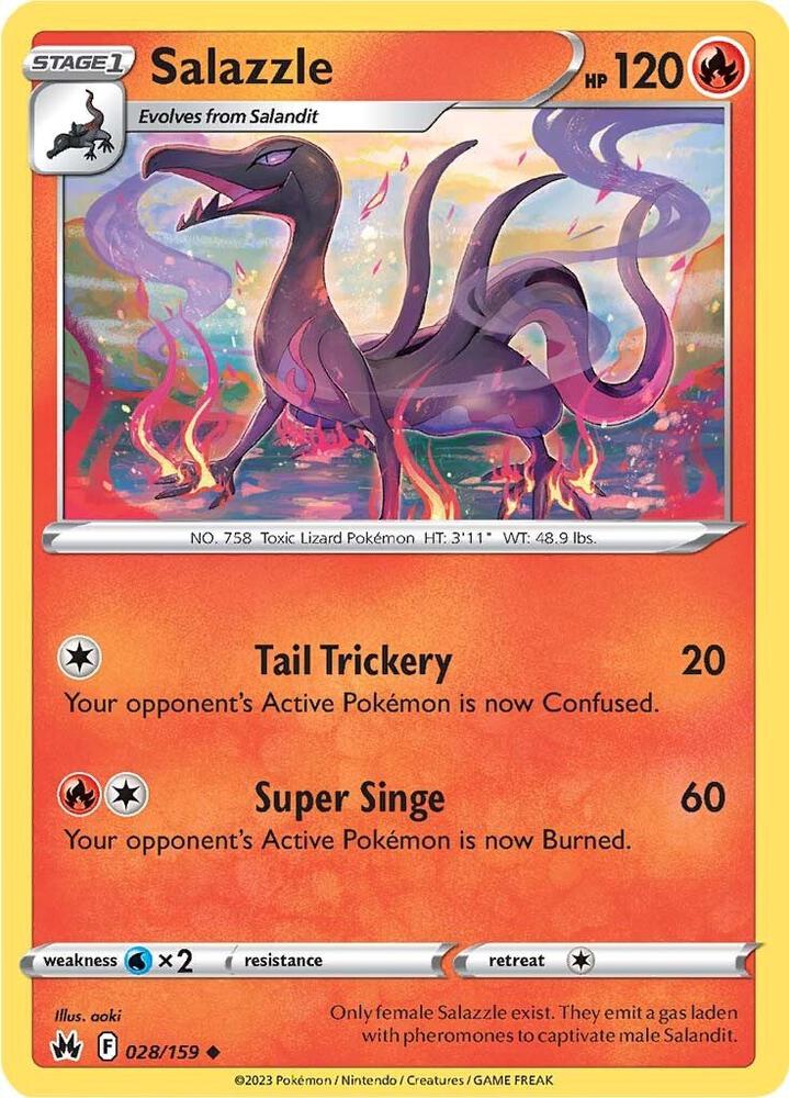 Salazzle 028/159 Uncommon Crown Zenith Pokémon card