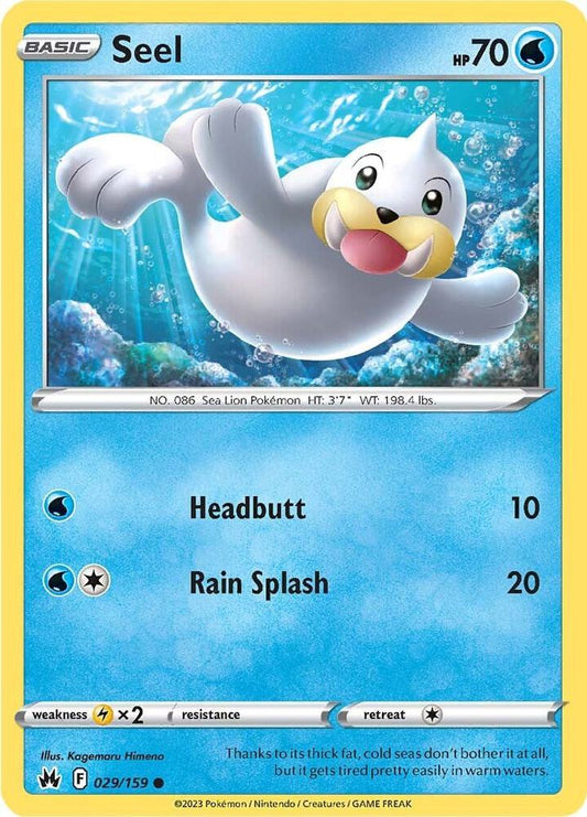 Seel 029/159 Common Crown Zenith Pokémon card