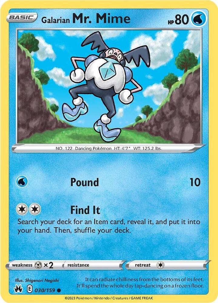 Galarian Mr. Mime 030/159 Common Crown Zenith Pokémon card