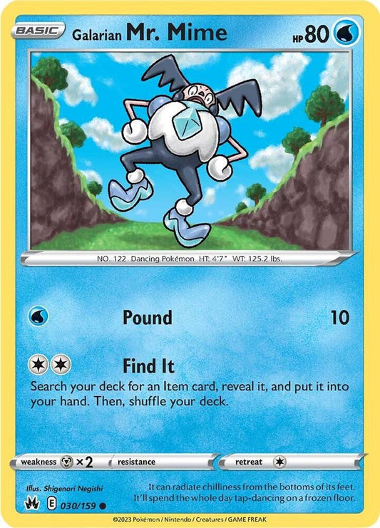 Galarian Mr. Mime 030/159 Common Crown Zenith Pokémon card