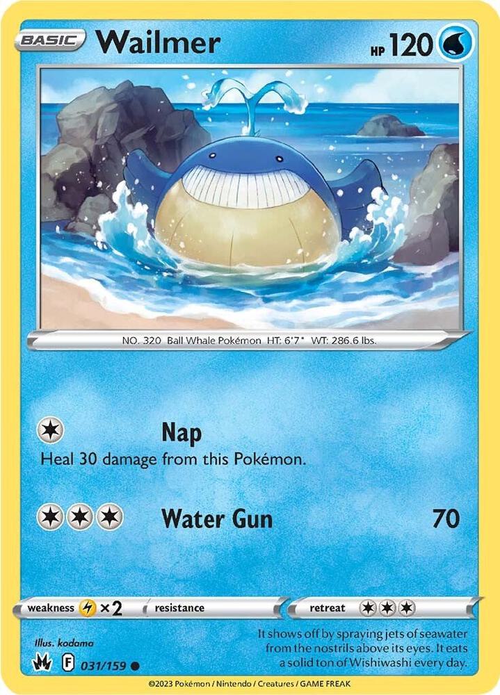 Wailmer 031/159 Common Crown Zenith Pokémon card