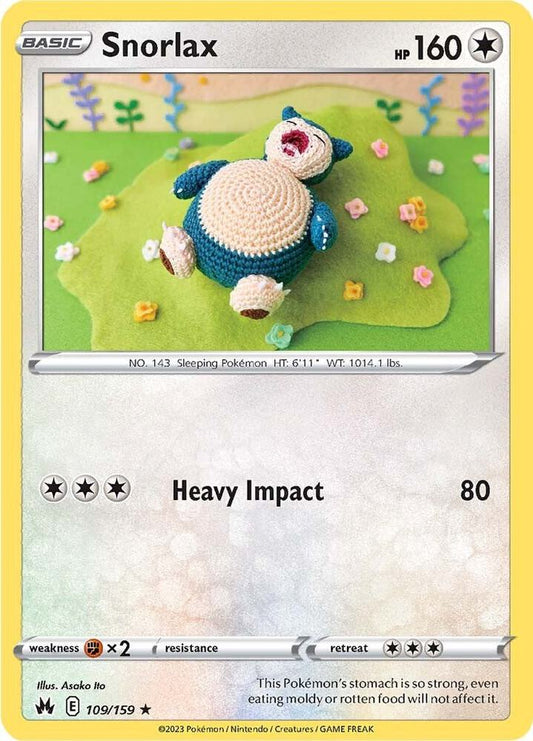 Snorlax 109/159 Rare Crown Zenith Pokémon card