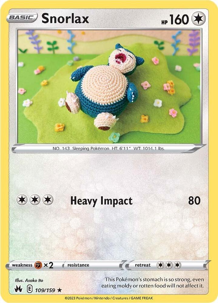 Snorlax 109/159 Rare Crown Zenith Pokémon card