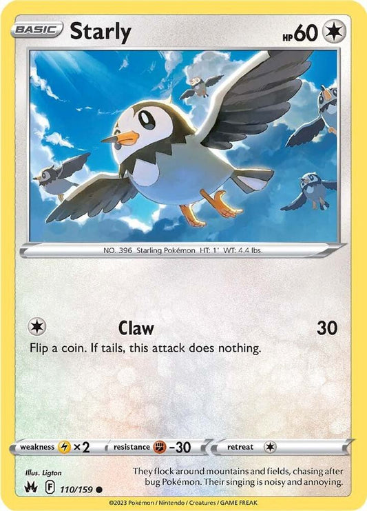 Starly 110/159 Common Crown Zenith Pokémon card