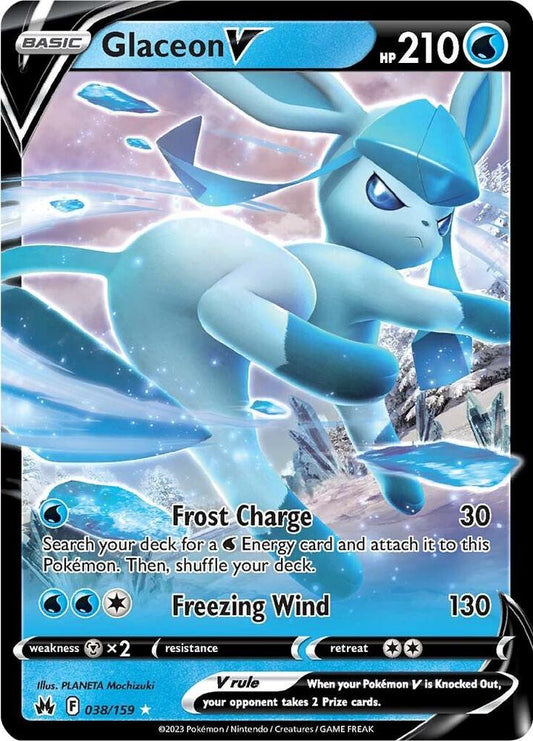 Glaceon V 038/159 Ultra Rare Crown Zenith Pokémon card