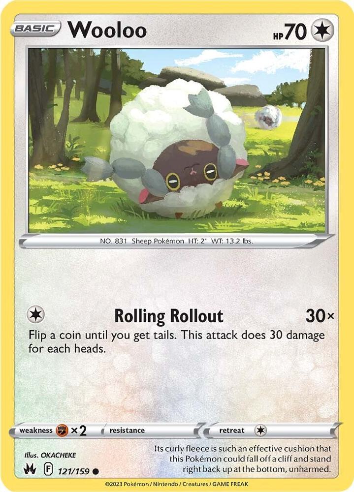Wooloo 121/159 Common Crown Zenith Pokémon card