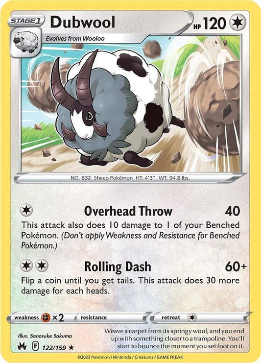 Dubwool 122/159 Rare Crown Zenith Pokémon card