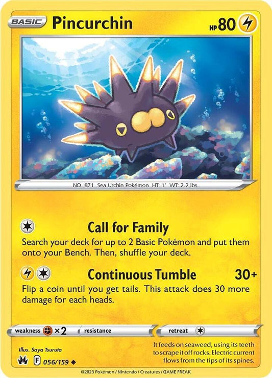 Pincurchin 056/159 Uncommon Crown Zenith Pokémon card