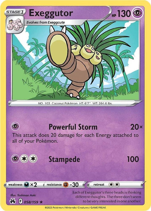 Exeggutor 058/159 Rare Crown Zenith Pokémon card