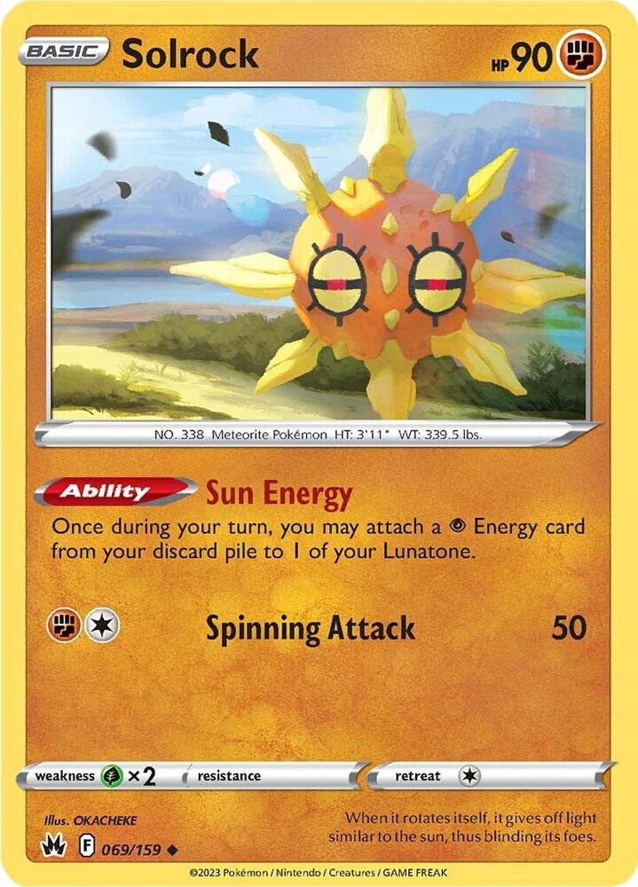 Solrock 069/159 Uncommon Crown Zenith Pokémon card