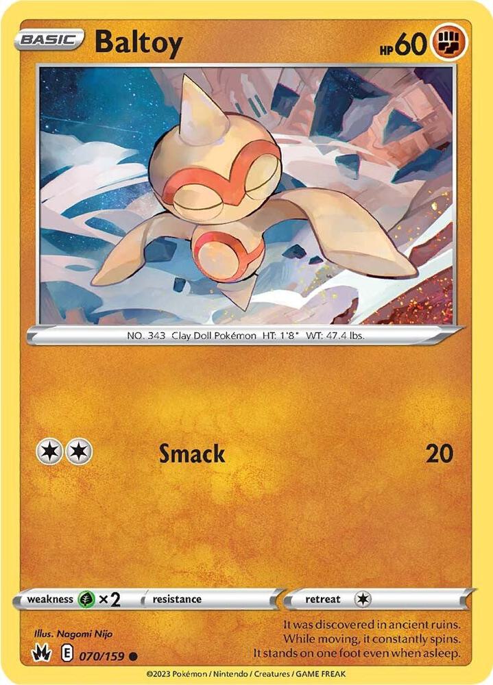 Baltoy 070/159 Common Crown Zenith Pokémon card