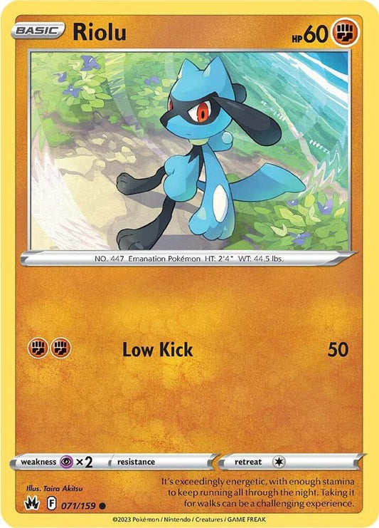 Riolu 071/159 Common Crown Zenith Pokémon card