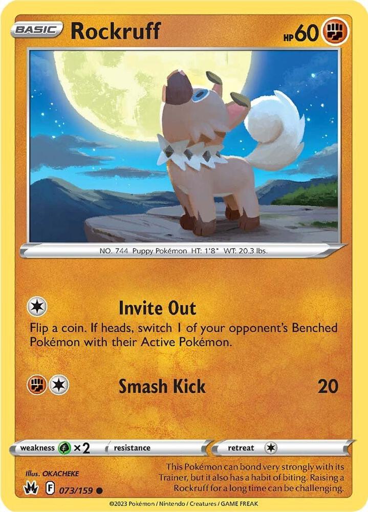 Rockruff 073/159 Common Crown Zenith Pokémon card