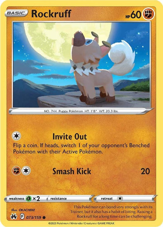Rockruff 073/159 Common Crown Zenith Pokémon card