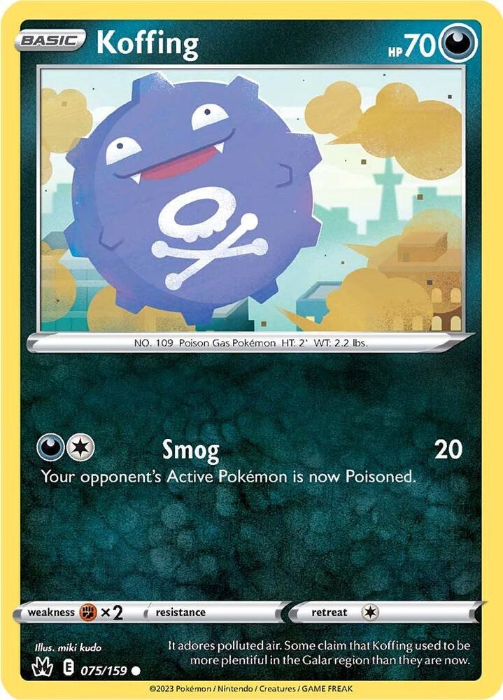 Koffing 075/159 Common Crown Zenith Pokémon card