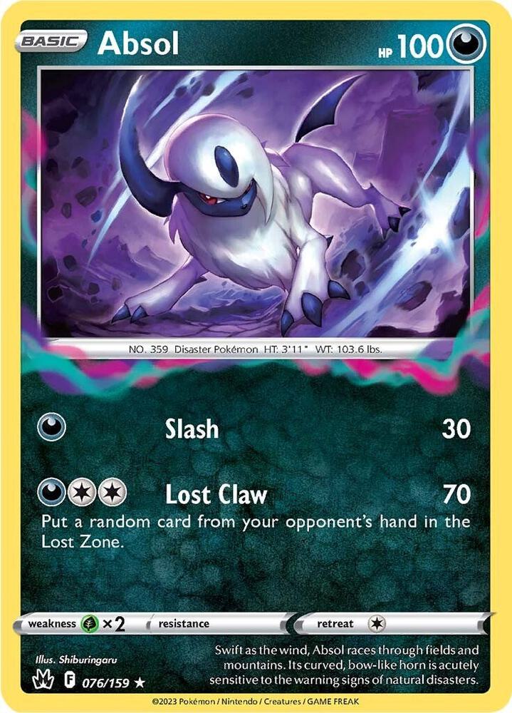Absol 076/159 Holo Rare Crown Zenith Pokémon card