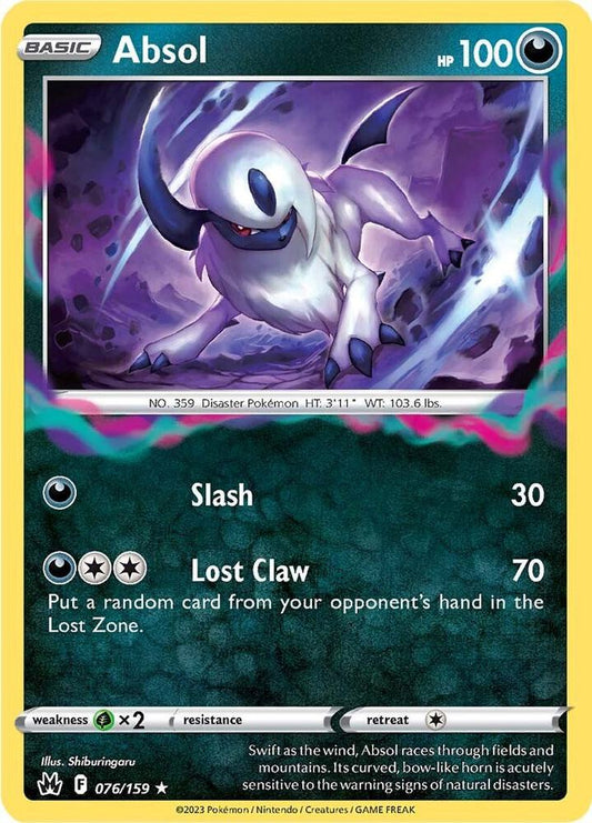 Absol 076/159 Holo Rare Crown Zenith Pokémon card