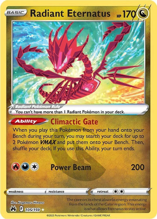 Radiant Eternatus 105/159 Radiant Rare Crown Zenith Pokémon card