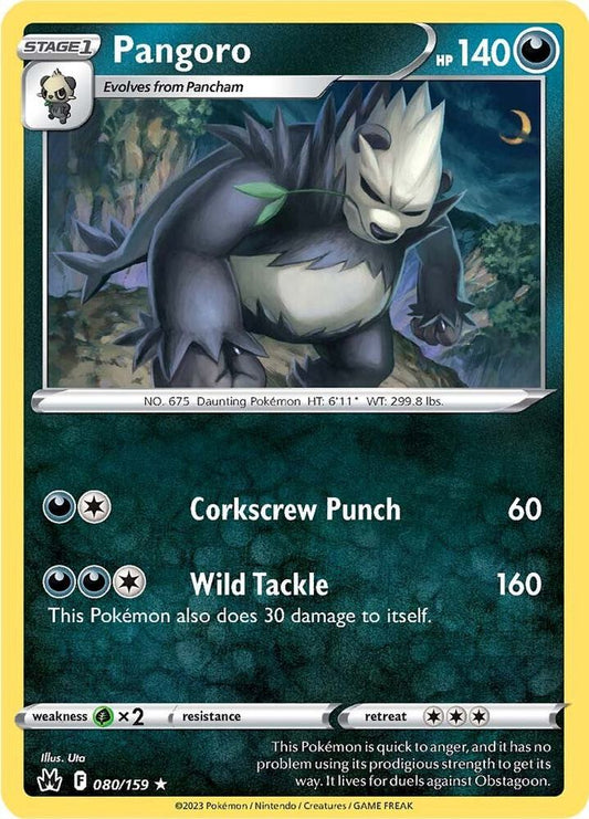 Pangoro 080/159 Rare Crown Zenith Pokémon card