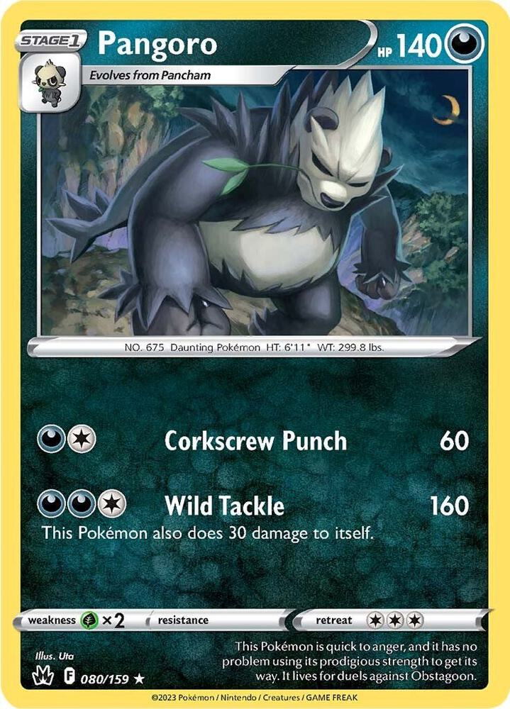 Pangoro 080/159 Rare Crown Zenith Pokémon card