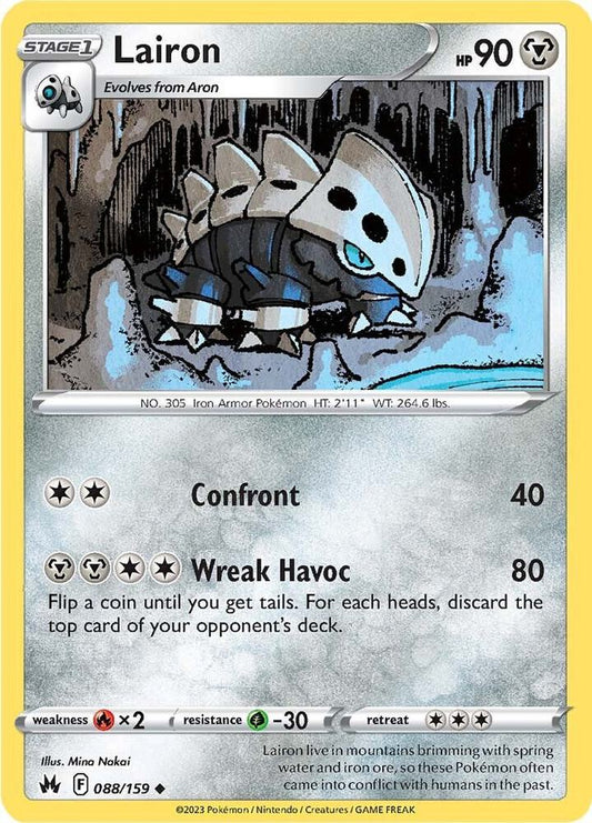 Lairon 088/159 Uncommon Crown Zenith Pokémon card