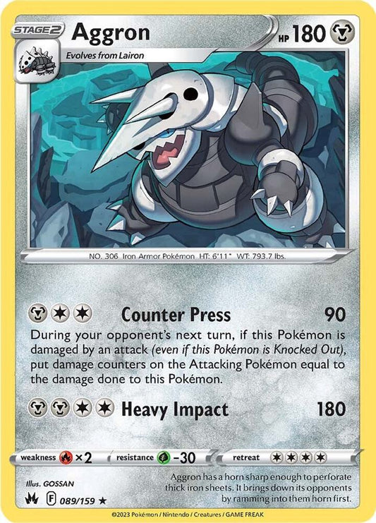 Aggron 089/159 Holo Rare Crown Zenith Pokémon card