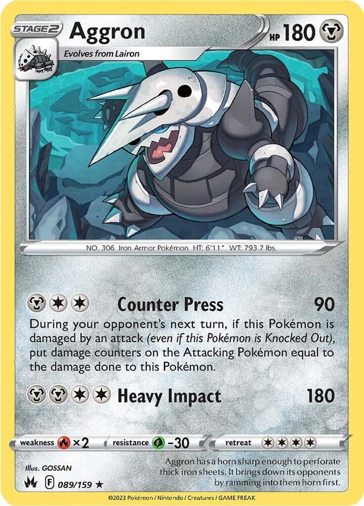 Aggron 089/159 Holo Rare Crown Zenith Pokémon card