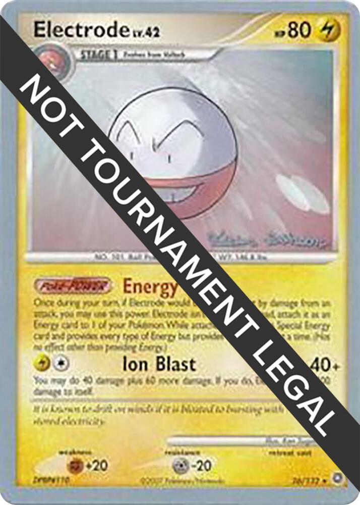 Electrode - 2008 (Tristan Robinson) 26/132 Rare World Championship Decks Pokémon card