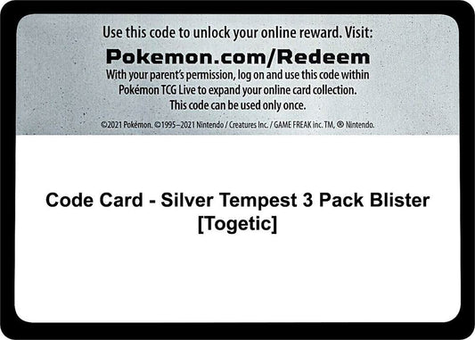 Code Card - Silver Tempest 3 Pack Blister [Togetic] - Code Card SWSH12: Silver Tempest