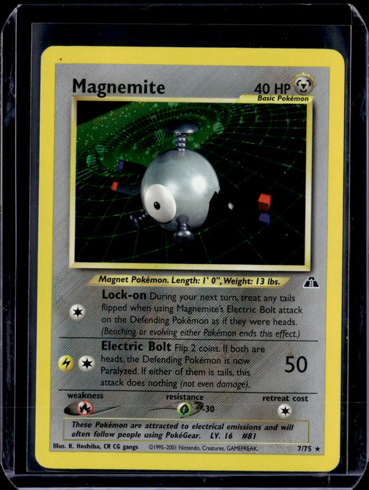 Magnemite (7) Neo Discovery #07/75 Unlimited Holofoil Pokémon Card (front)