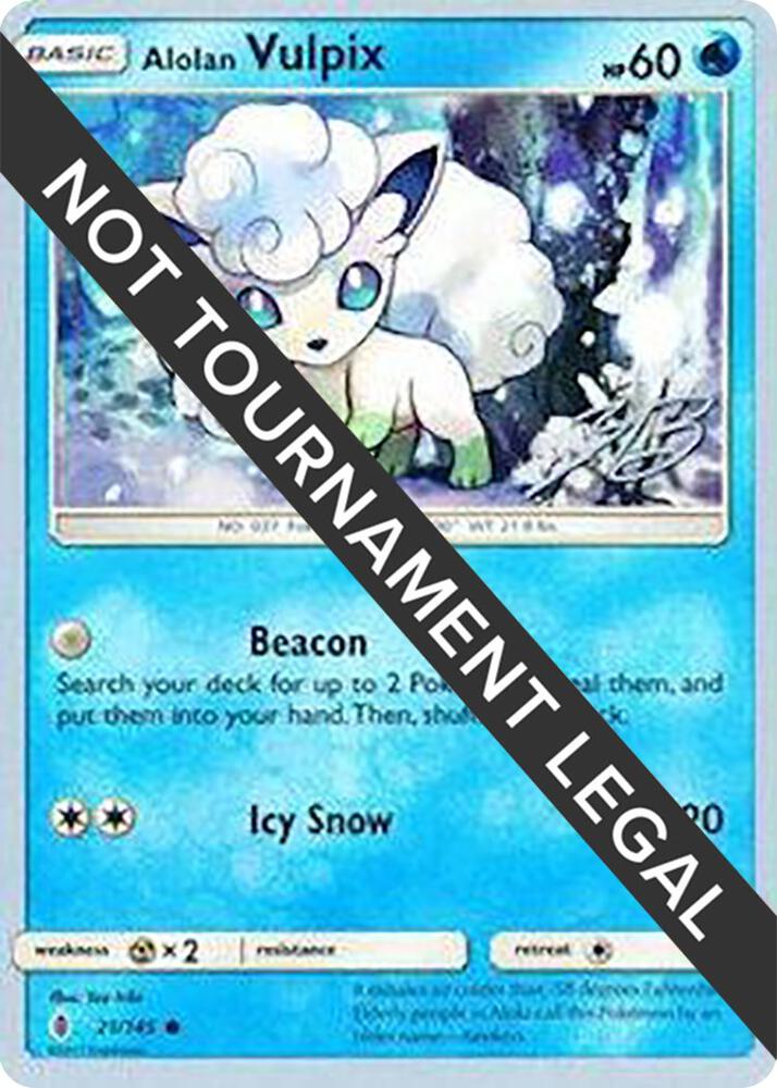 Alolan Vulpix - 2017 (Zachary Bokhari) 21/145 Common World Championship Decks Pokémon card
