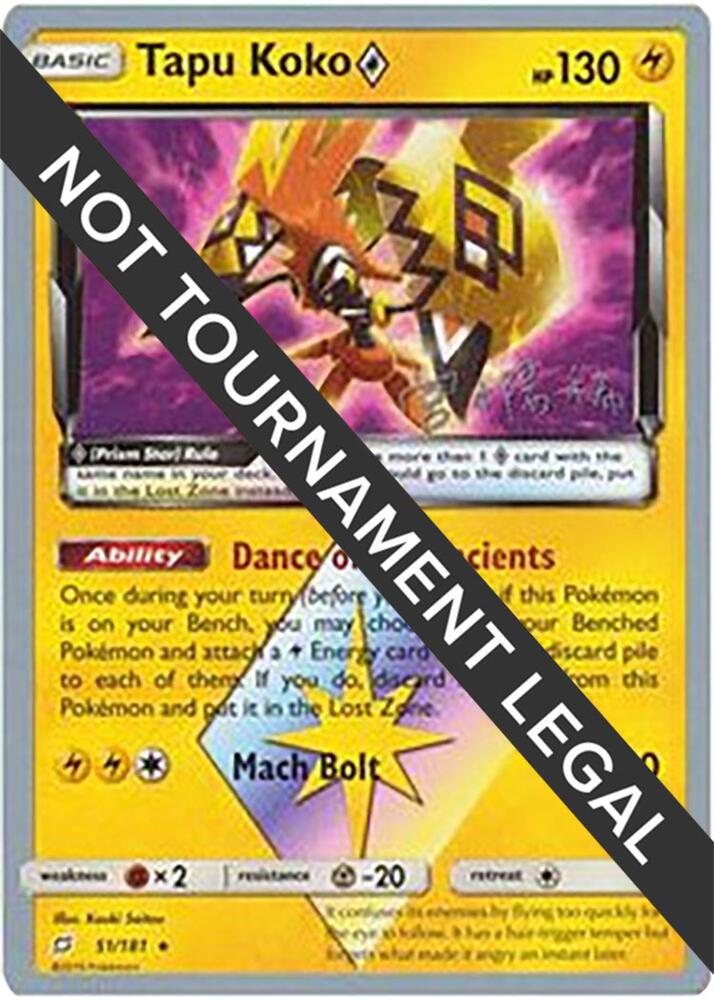 Tapu Koko Prism Star - 2019 (Haruki Miyamoto) 51/181 Prism Rare World Championship Decks Pokémon card