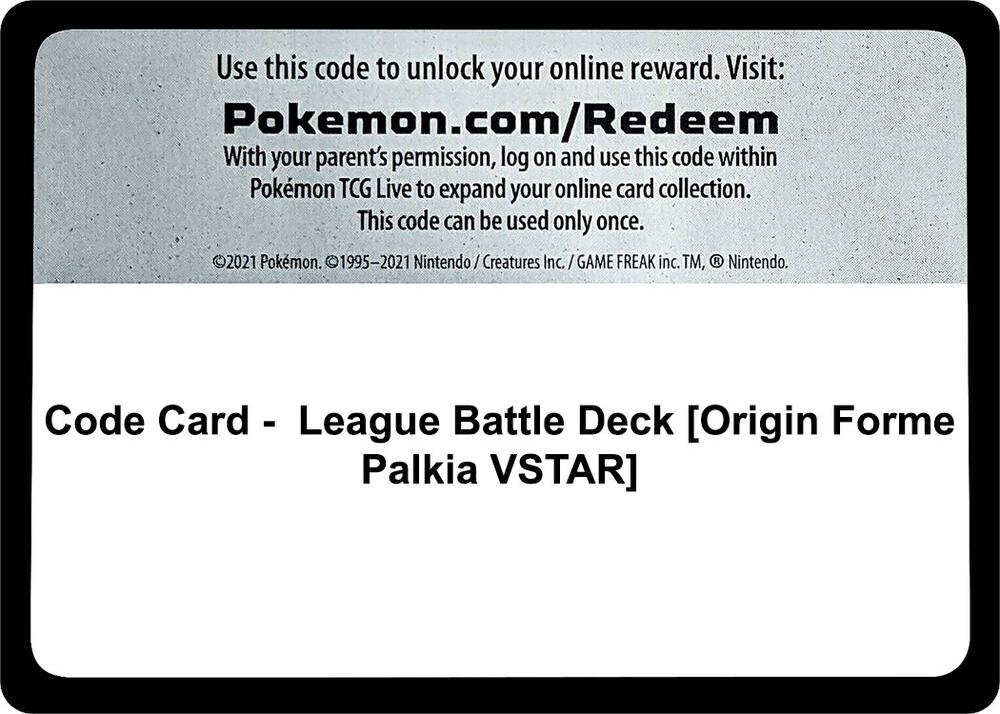 Code Card - League Battle Deck [Origin Forme Palkia VSTAR] Code Card Miscellaneous Cards & Products Pokémon card