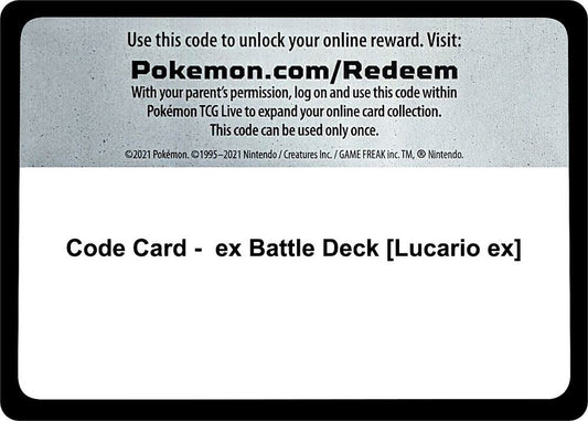 Code Card - ex Battle Deck [Lucario ex] Code Card Miscellaneous Cards & Products Pokémon card