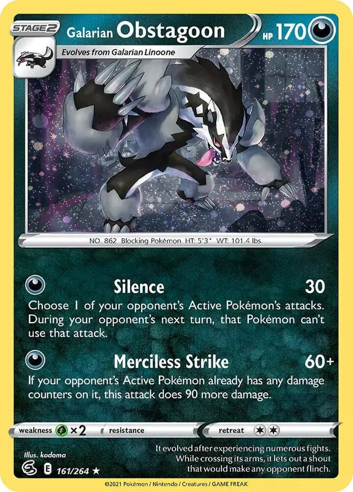 Galarian Obstagoon (Cosmos Holo) - 161/264 Holo Rare Miscellaneous Cards & Products