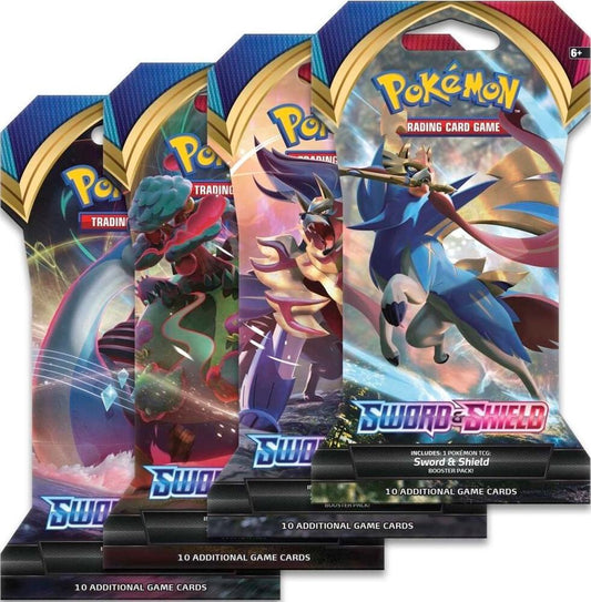 Sword And Shield Base Set Sleeved Booster Pack Art Bundle [Set of 4] - SWSH01: Sword & Shield Base Set