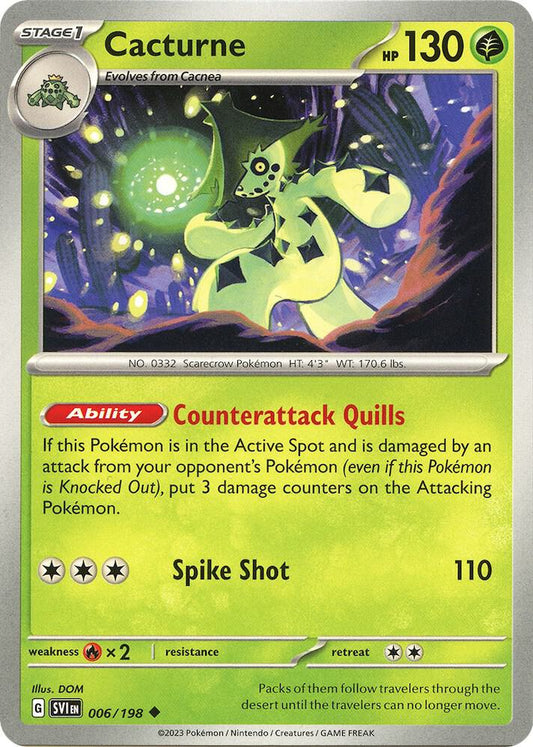 Cacturne - 006/198 006/198 Uncommon Scarlet & Violet Base Set Pokémon card