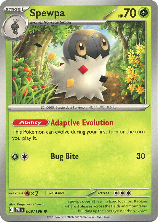 Spewpa 009/198 Common Scarlet & Violet Base Set Pokémon card