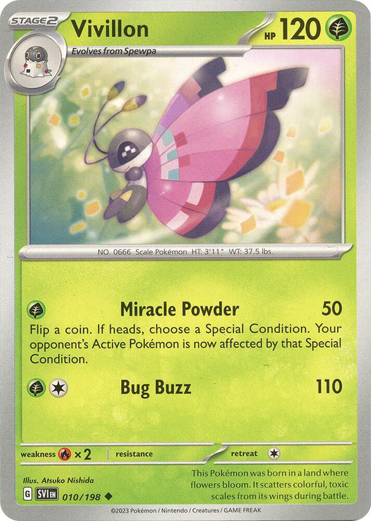Vivillon 010/198 Uncommon Scarlet & Violet Base Set Pokémon card