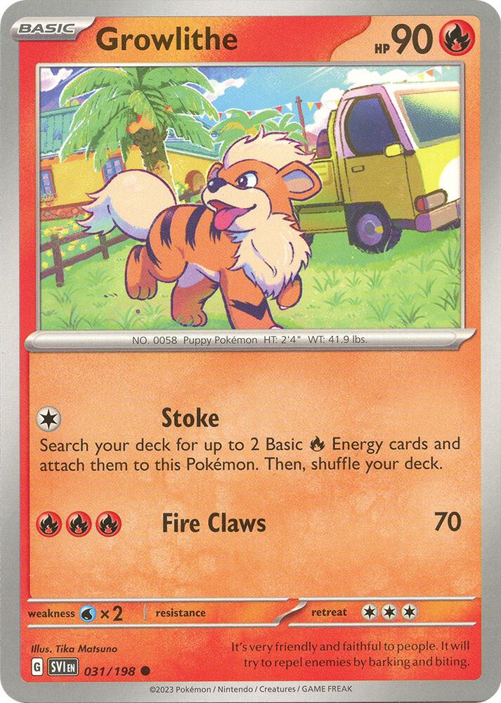 Growlithe - 031/198 031/198 Common Scarlet & Violet Base Set Pokémon card