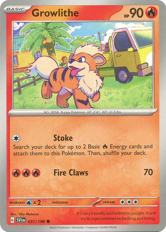 Growlithe - 031/198 031/198 Common Scarlet & Violet Base Set Pokémon card