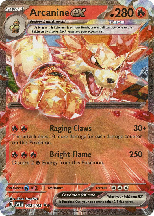 Arcanine ex - 032/198 032/198 Double Rare Scarlet & Violet Base Set Pokémon card
