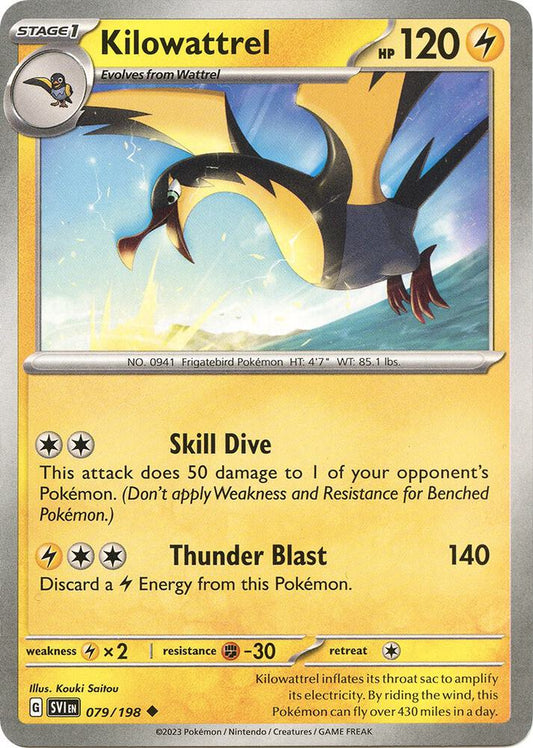 Kilowattrel 079/198 Uncommon Scarlet & Violet Base Set Pokémon card